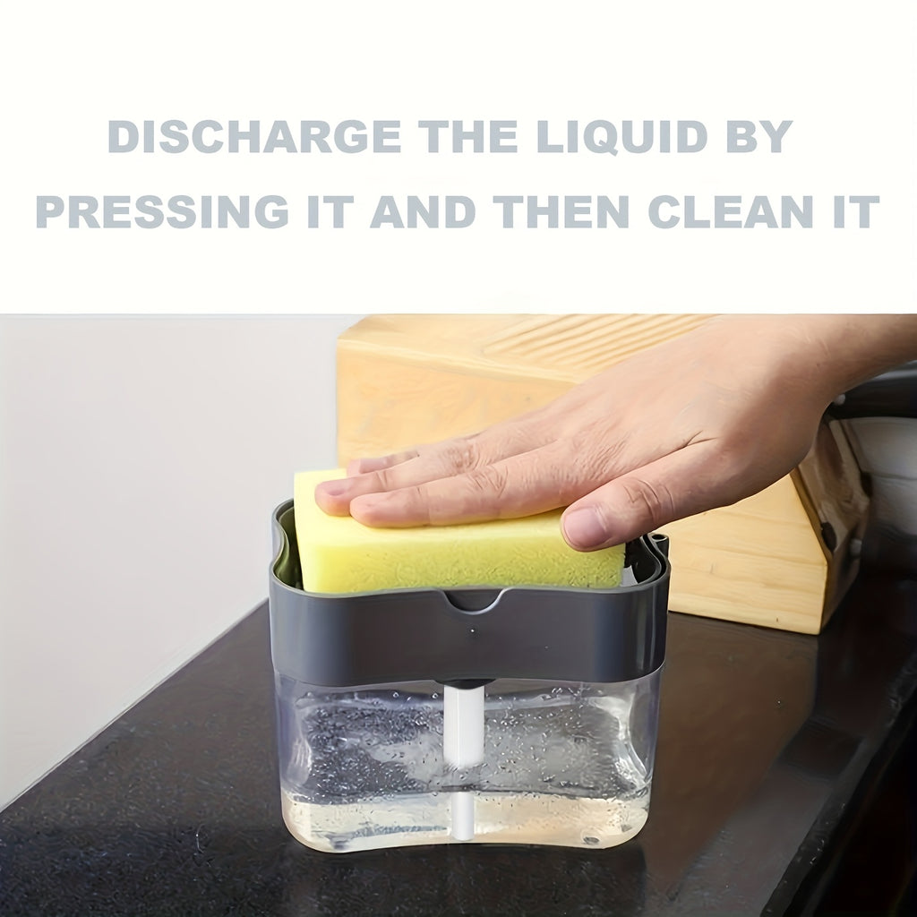 1pc Modern ABS Plastic Dish Soap Dispenser with Sponge Holder, Hand Wash Only, Lightweight Square Kitchen Sink Accessory, Space-Themed Solid Color Design