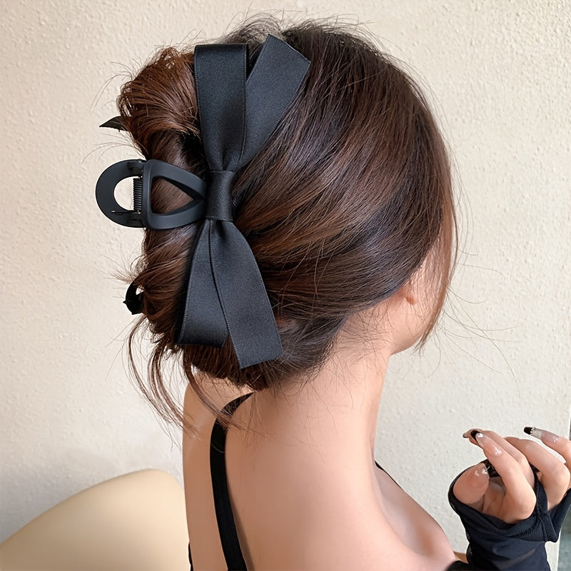 1pc Large Black Bow Hair Claw Clip for Women & s - Elegant Minimalist Hair Accessories with Secure Hold for Ponytails, Buns, Braids -