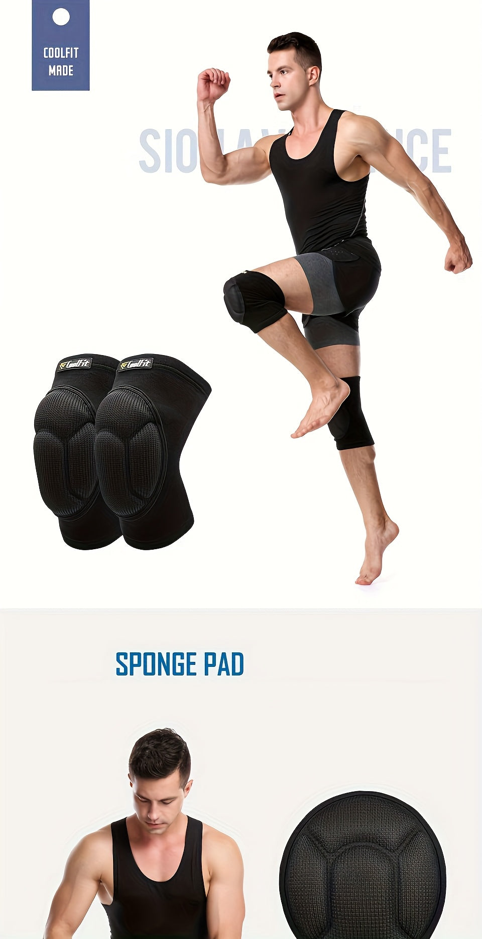 2-Pack Coolfit Thickened Sports Knee Pads for Dance and Streetwear