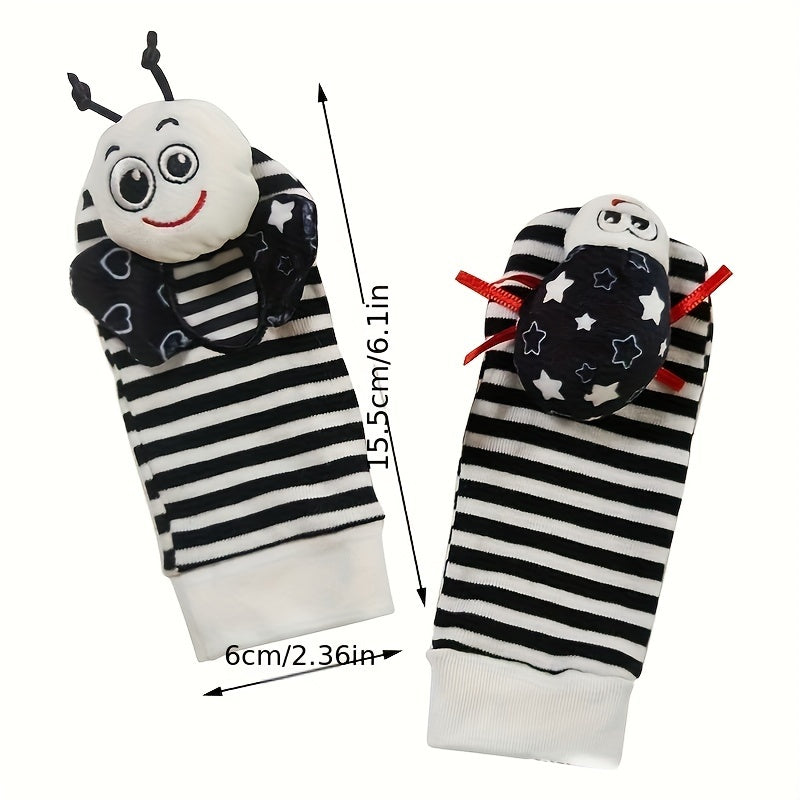 4pcs Baby Rattles Toys for 0-12 Month, Infant Girl Boy Toys for Babies 3-6 Months, Newborn Hand & Foot Toys for 0 to 9 Months, Baby Shower Gifts Set with Wrist Rattle Socks