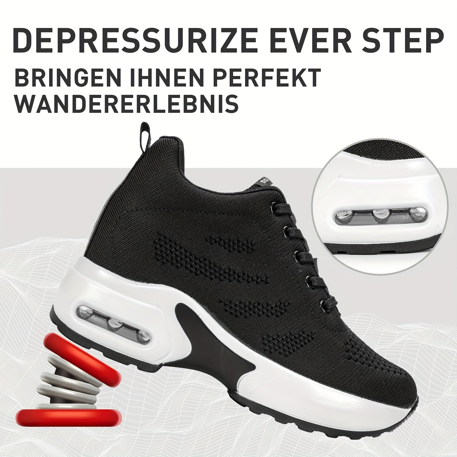 SOSENFER Women's Low-Top Sneakers with Lift - Summer Breathable Height-Enhancing, Round Toe Casual Athletic Wear, Sole & Fabric Upper (/Solid Colors Available) - for Dresses, Skirts, Short Pants