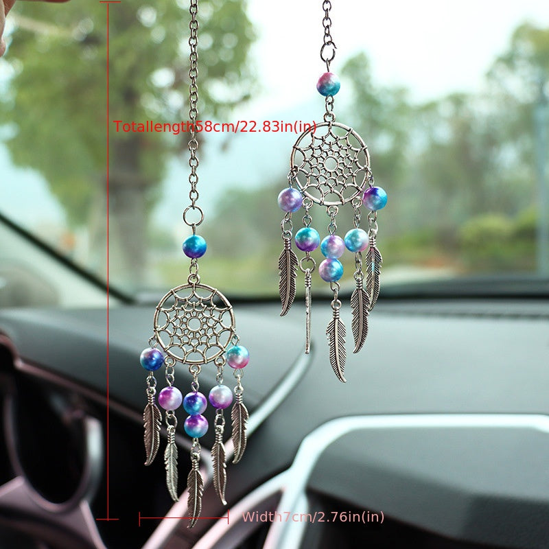 Beautiful Dreamcatcher Car Rear-view Mirror Pendant - Colorful Bead Wind Chime Ornaments