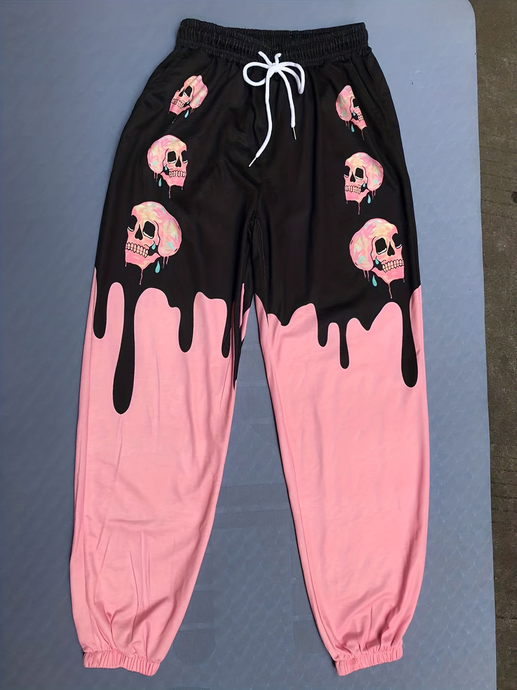 Elastic Waist Casual Sports Pants, Skull Graphic Halloween Sweatpants For Jogging Running Workout, Women's Athleisure