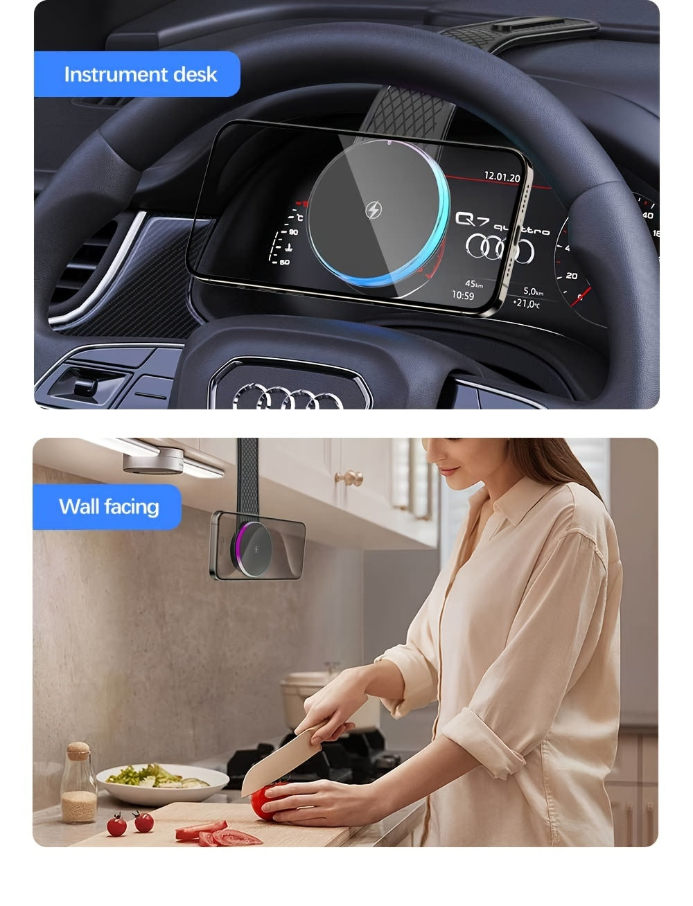 1pc 15W Premium Car-mounted Folding Wireless Charger Magnetic Suction