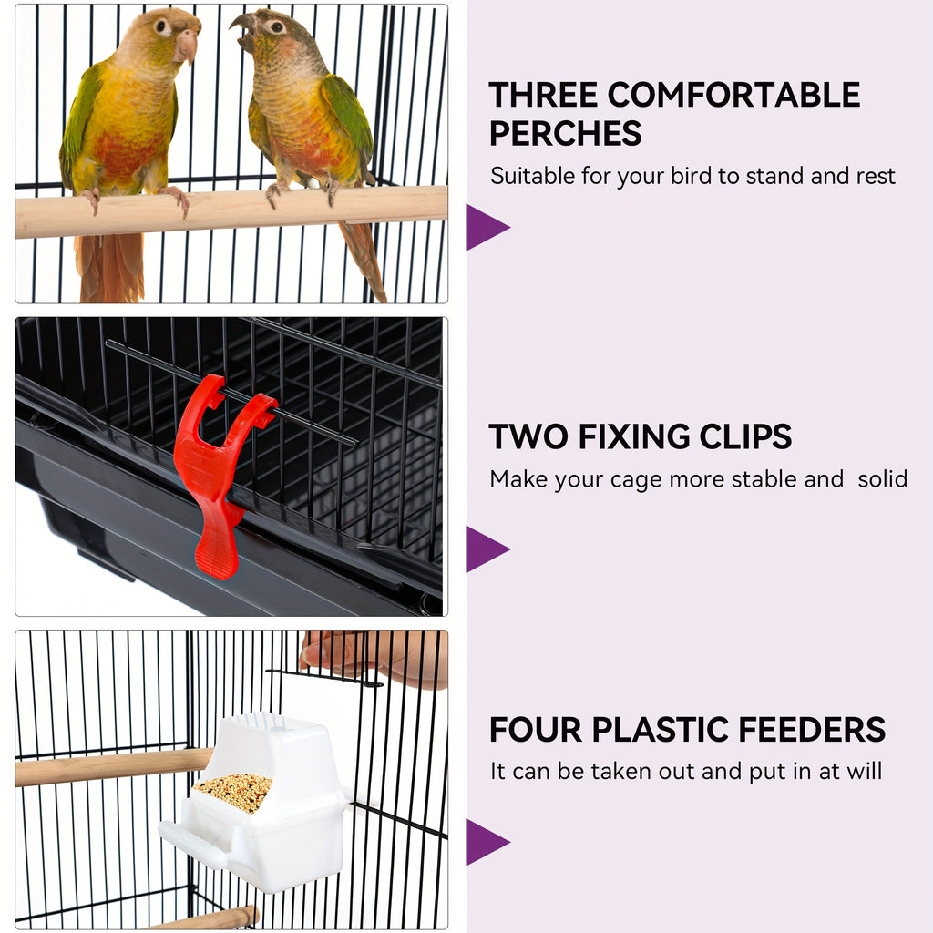 Yarsca 62 inch Metal Bird Cage, Large Parakeet Cages for Parrot, Cockatiel, Lovebird, Pigeon with Roof Top, Rolling Stand and Hanging Toys