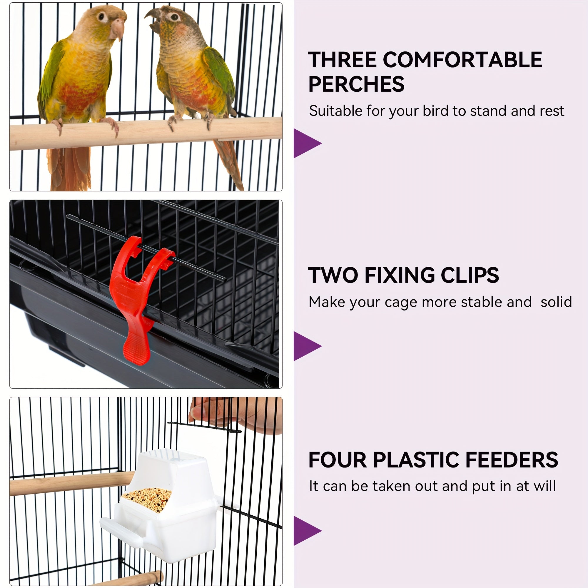 Yarsca 62 inch Metal Bird Cage, Large Parakeet Cages for Parrot, Cockatiel, Lovebird, Pigeon with Roof Top, Rolling Stand and Hanging Toys