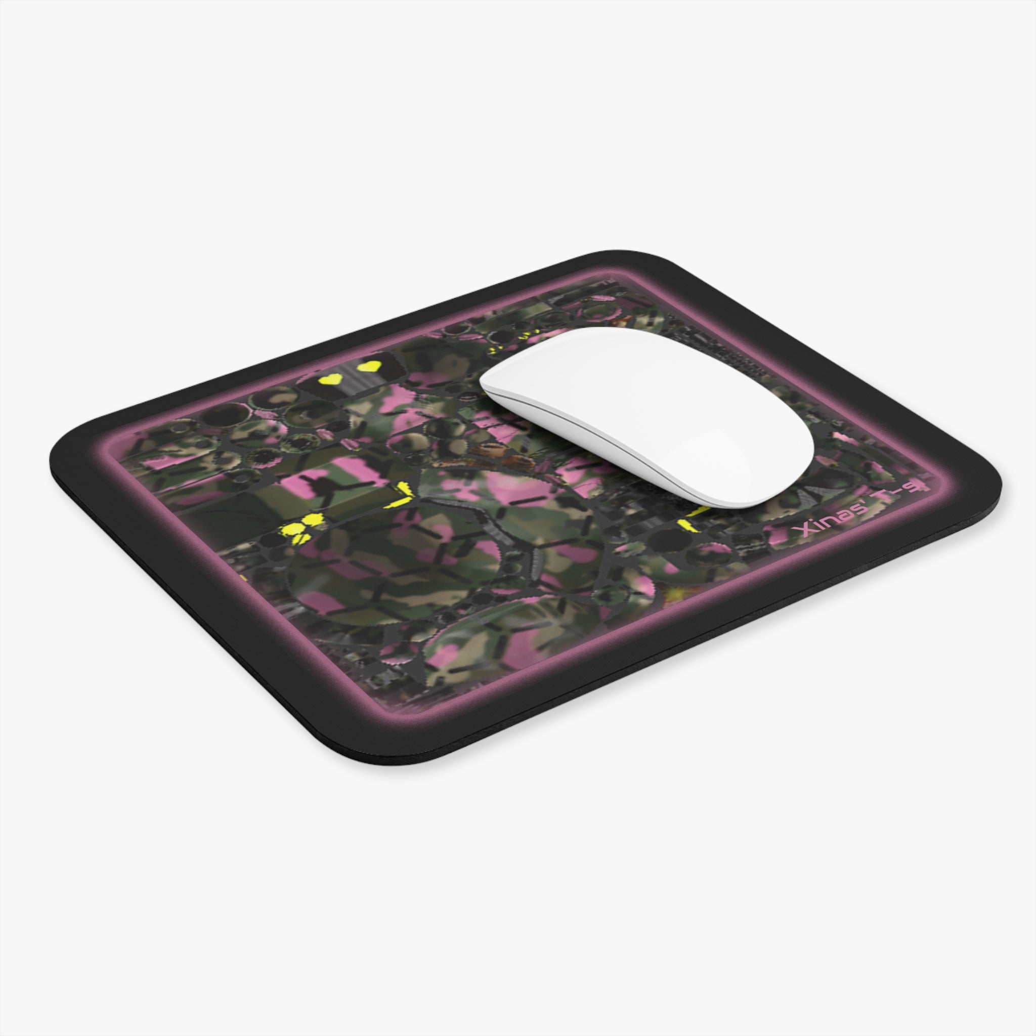 Robot Gurl Texture Map Pink Glow Mouse Pad — Neon Accent Gaming Desk Mat