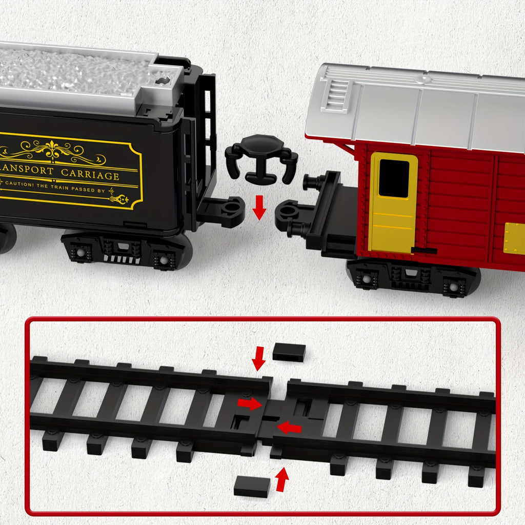 Electric Train Set for Kids Boys and Girls, Classic Christmas Train Toys, Steam Locomotive Engine, Lights & Sound, Tracks, Birthday Toy
