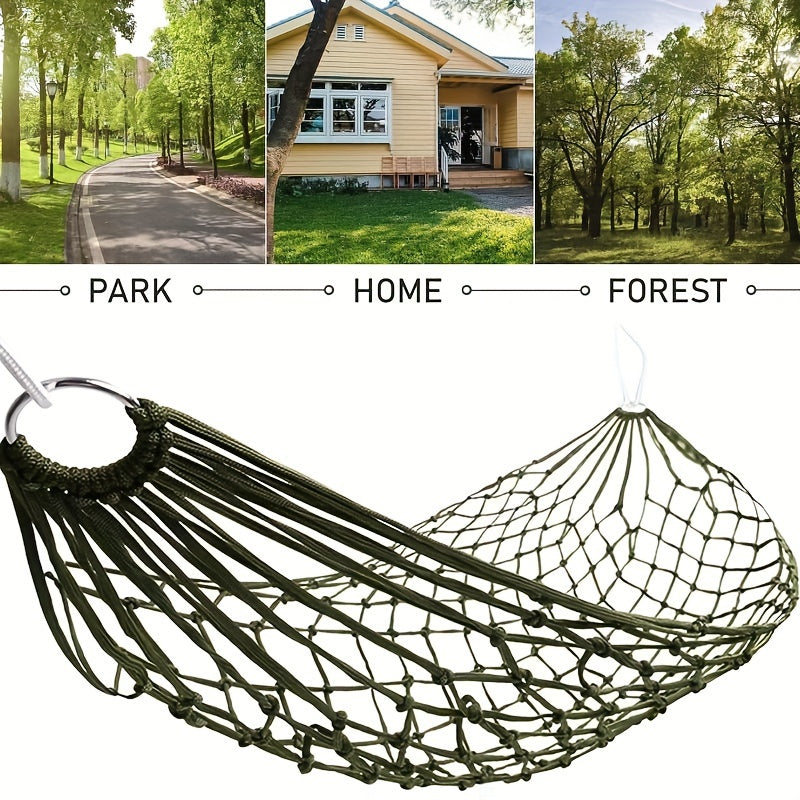 Portable Hammock Net With Nylon Rope And Hooks, For Outdoor Adventure, Outdoor Camping, Suitable For Garden, Beach, Courtyard, And Travel