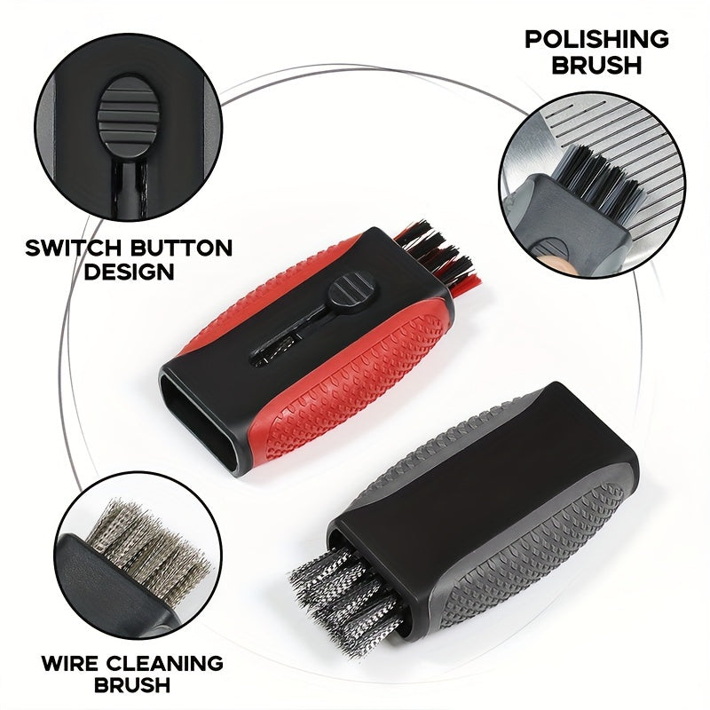 Retractable Pocket Golf Club Cleaning Brush Tool - Wire Brush Club Groove Double Side Cleaner, Golf Accessories