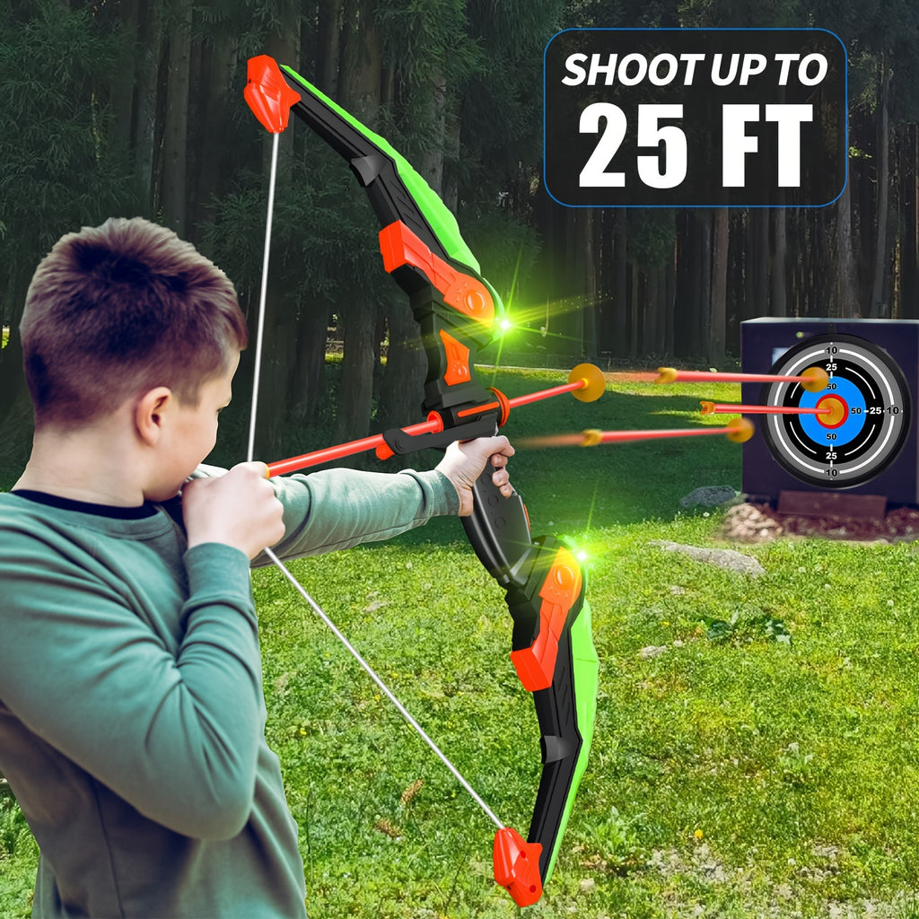 Bow And Arrow Archery Set Toys With Light-up LED Including 32 Suction Cup Arrows, Indoor Outdoor Bow And Arrow Toys Gifts Halloween Christmas Gift
