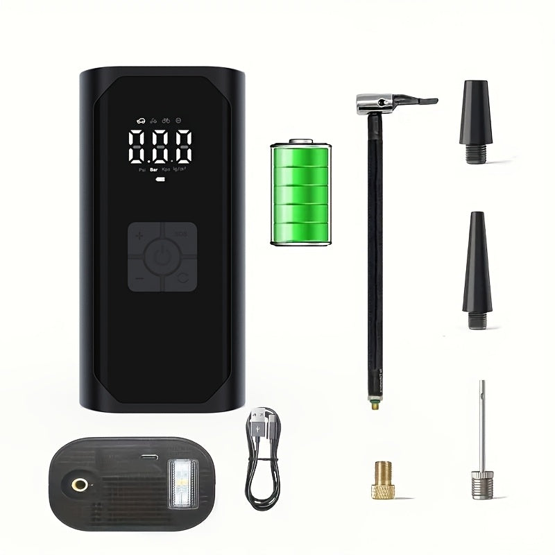 High-Power Portable Car Tire Inflator With Auto-Stop & LED Light - Fast, Convenient, Compact Automotive Air Compressor For Quick Inflation On The Go