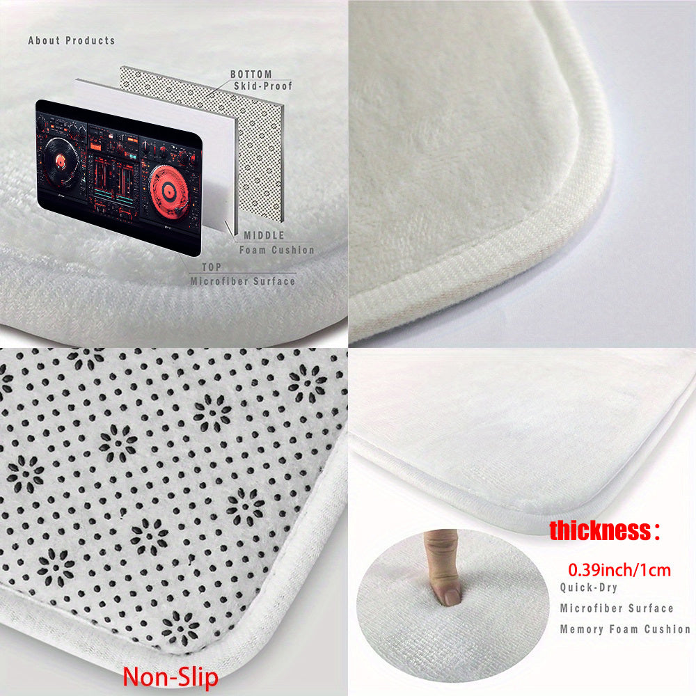 1pc DJ Mixer Equipment Pattern Door Mat - 700gsm Heavy-Duty Non-Slip Microfiber Absorbent Machine Washable Polyester Mat with DJ Mixing Board Design, Rectangle Shape For Bathroom, Bedroom, Living Room, Camping & Picnic Rugs,