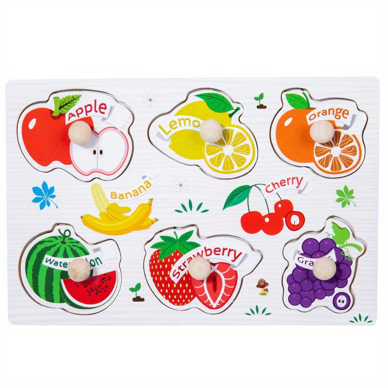 Wooden Embedded Hand Scratching Board, Early Education Animal Cognitive Puzzle, Transportation Tool, Cartoon Toddler Baby Educational Toys Christmas Halloween Thanksgiving gifts