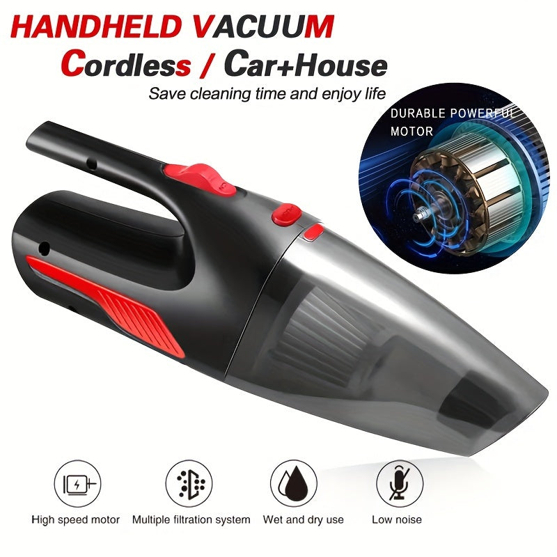 1pc CascadeVac Cordless Handheld Vacuum Cleaner, High Power Wireless Mini Home and Car Dust Remover with USB Charging, Rechargeable Lithium Battery, Plastic Material, Includes Crevice Tool, No Bag, for Carpet Floor Cleaning