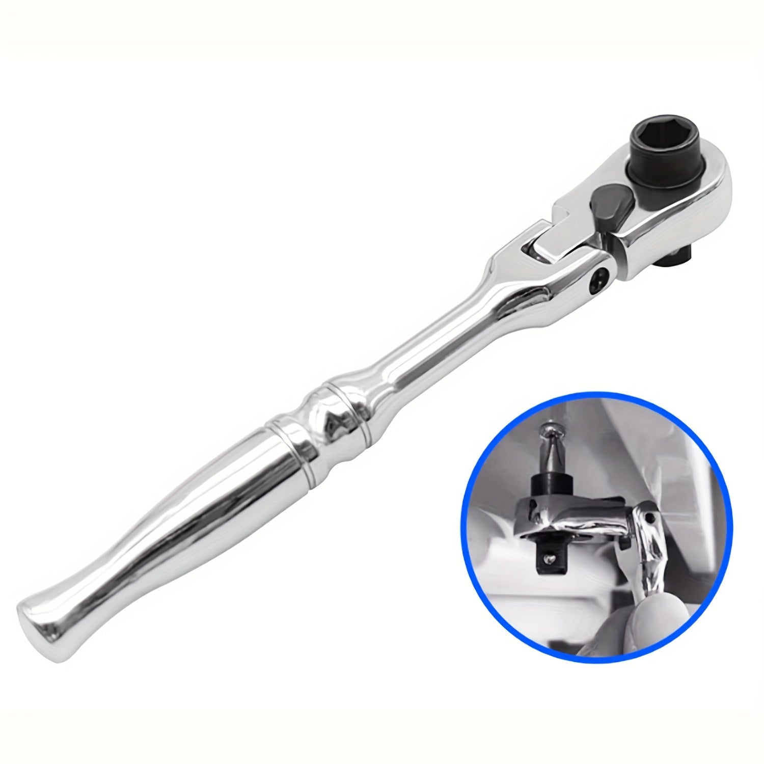 10PC Flex Head Ratchet Set - Adjustable Swivel Head Ratchet Wrench with Extension Bar for 1/4", 3/8", 1/2" Drive - Versatile and Durable Tool for Automotive, Industrial and Home Use
