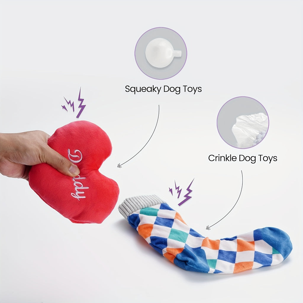 Nocciola Interactive Squeaky Dog Toys for Father' s Day, 5 Pack Snuffle Treat Puzzle Toys, Mentally Stimulating for Small Dog Toys, Cute Plush Dog Toys for Medium, Large Dogs, Keep Dogs Busy