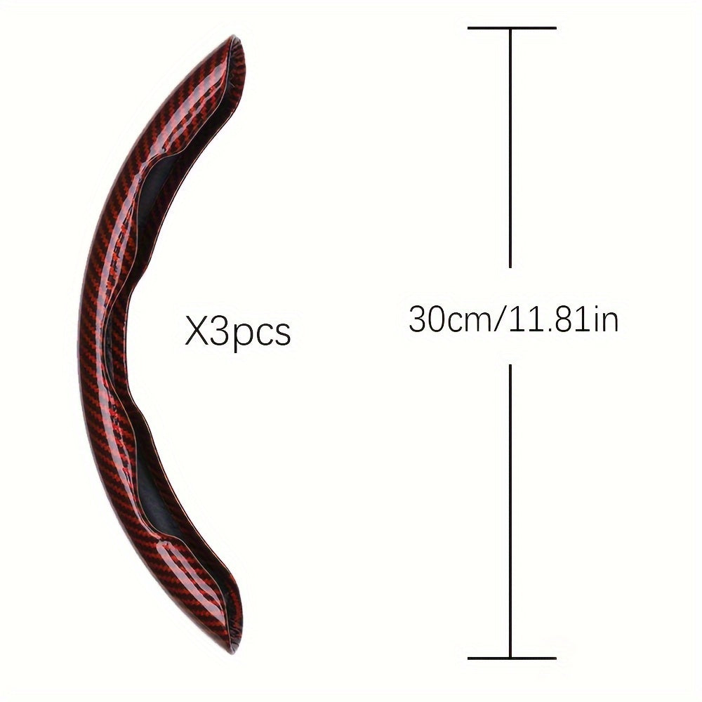 3Pcs Universal Carbon Fiber Style Steering Wheel Covers, High-Grip ABS Resin, Snap-On Design, No Inner Circle - Sleek Automotive Steering Wheel Protection