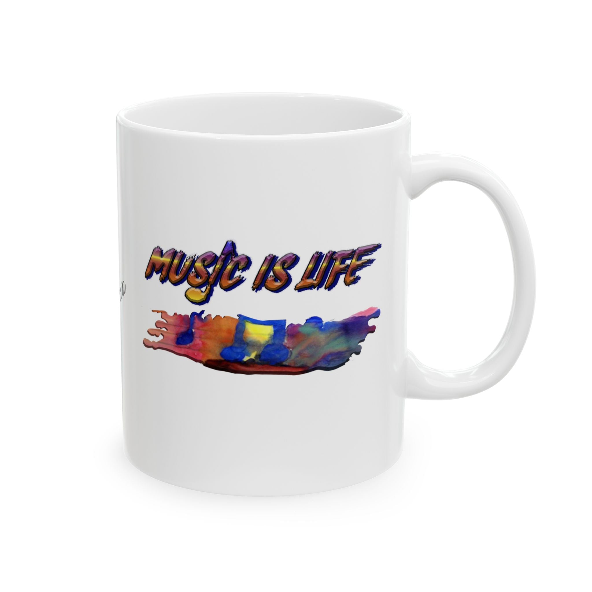 Music is Life Ceramic Mug — Colorful Drip Wave Coffee Cup (11oz, 15oz)