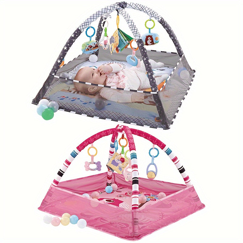 18 pcs baby activity fitness mat set, foldable and washable, play mat, crawling mat, sensory exercise toys, cultivate young children's motor and cognitive abilities, baby fitness frame