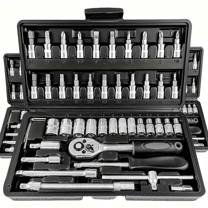 46/150pcs Upgraded Version Premium Quality Auto Repair Tool Set, Home Repair Tool Set, Home Equipment Maintenance, Suitable for Both Automotive And Industrial Repair Multi-Function Tool Combination Set, Suitable for Motorcycl