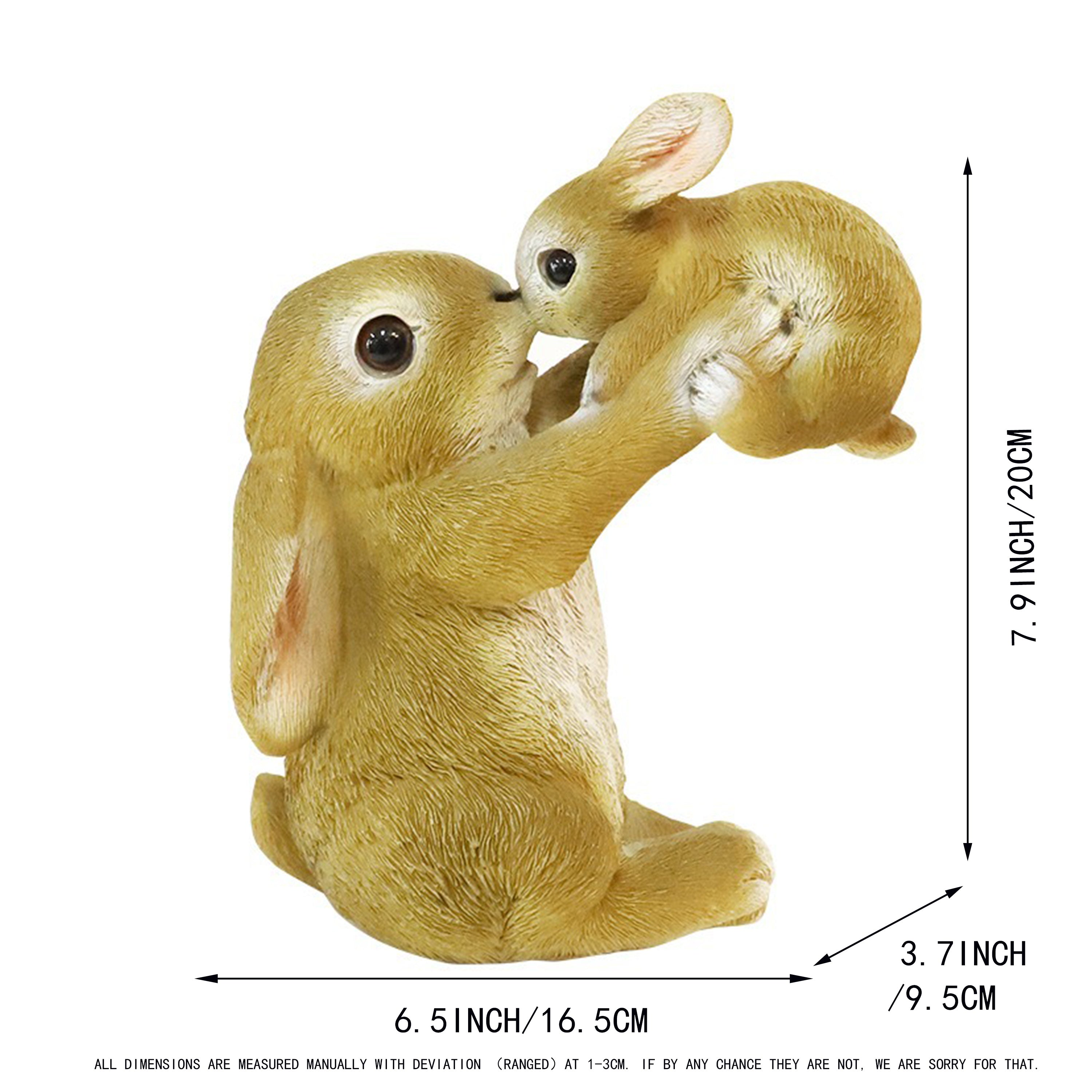 Charming Resin Rabbit Family Statue - Classic Easter Bunny Decor for Outdoor Garden, No Battery Needed