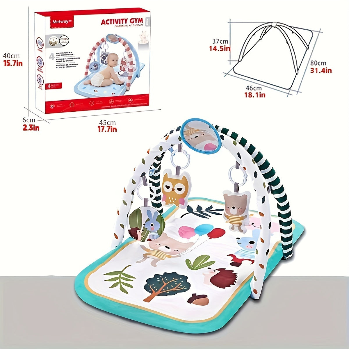 Baby Gym Play Mat, Cartoon Styling, Crawling Mat, Perfect Birthday Gift For Newborns & Toddlers, Perfect For Stimulating Play & Exercise, Learning & Educational Toys