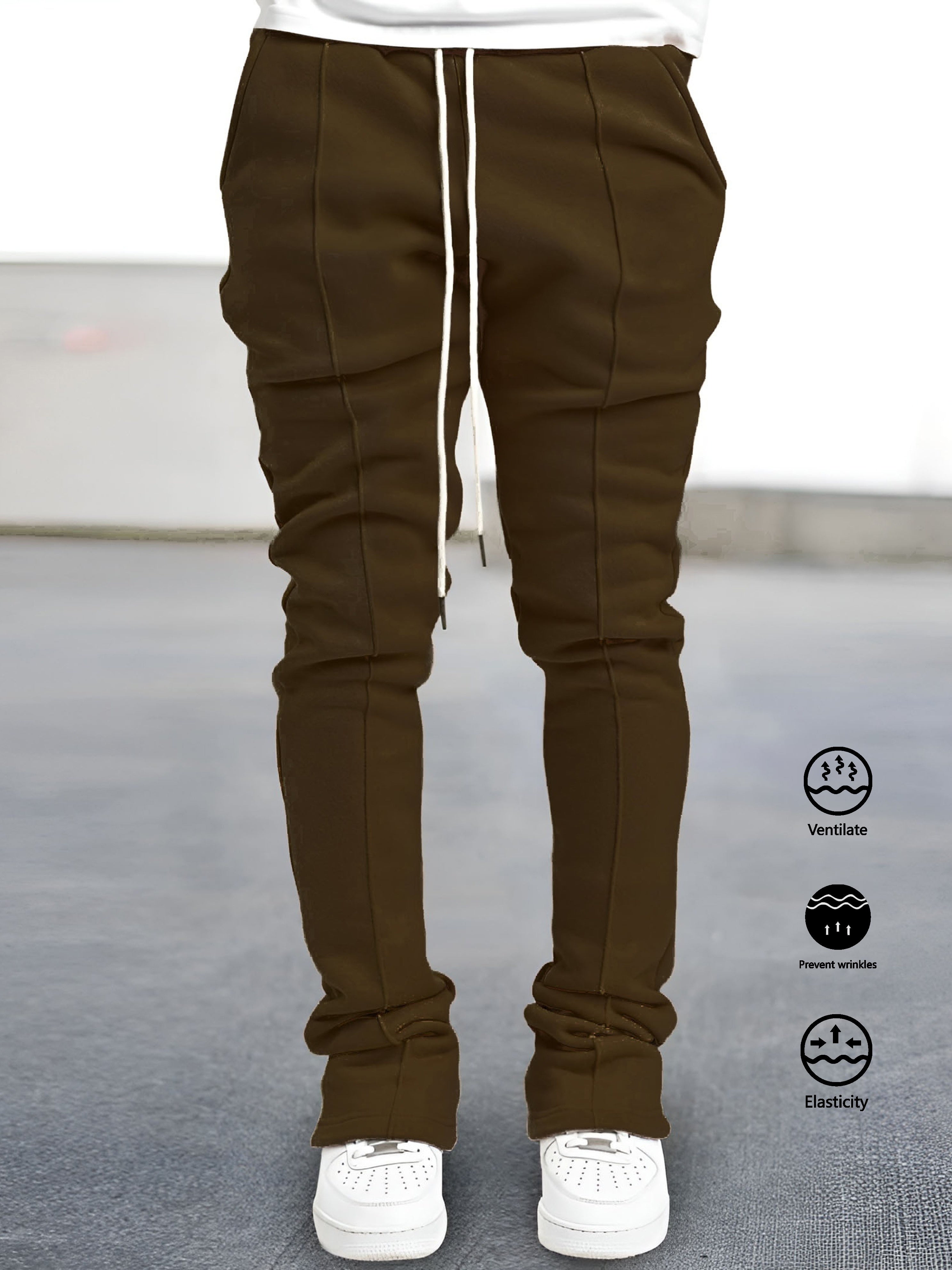 The Hottest Anti-Wrinkle Micro-Elastic Comfortable And Breathable Men'S Casual Trousers Front Mid-Flare Men'S Trousers Jogging Sports Trousers Trendy Trousers Rock Hip-Hop Trousers