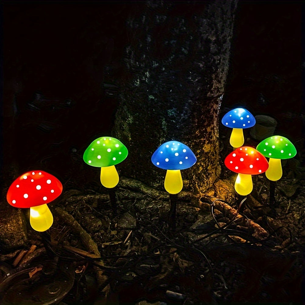 Set of 6 Solar Mushroom Lights for Garden Decorations, Outdoor Solar Red Mushroom Light for Yard Pathway Grave Decor