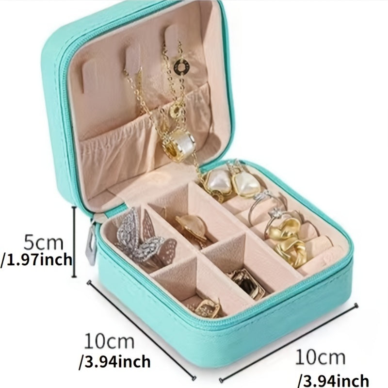 ZFOCEAN Portable Jewelry Organizer Box with Zipper Closure - Compact Travel Case