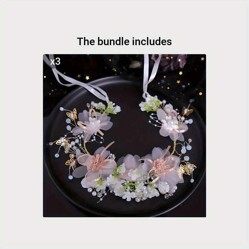 Flower   Headband, Fairy Headpiece Wreath, Sweet Butterfly Flower Headband For Flower Girl, Flower   Crown, Bridal Hair Accessories