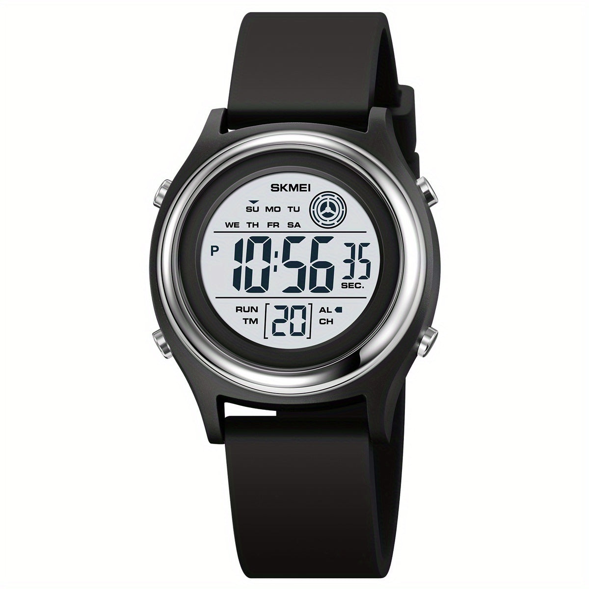 50M Water Resistant EL Light Electronic Sports Watch - Multifunction Digital Wristwatch with Alarm, Silicone Band, Round Synthetic Resin Case for Women, Men, Boys, and Girls