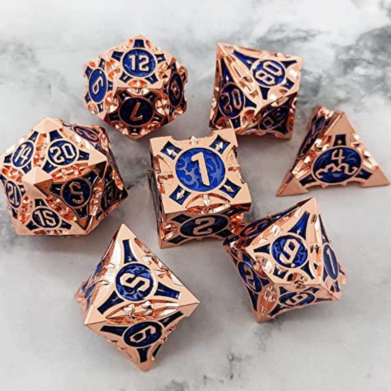 Metal Dice Set, 7 Die Metal Polyhedral Dice Set With Gift Metal Box And Golden Number For Metal Dice Set Christmas, Halloween, Thanksgiving Gift, gaming gift