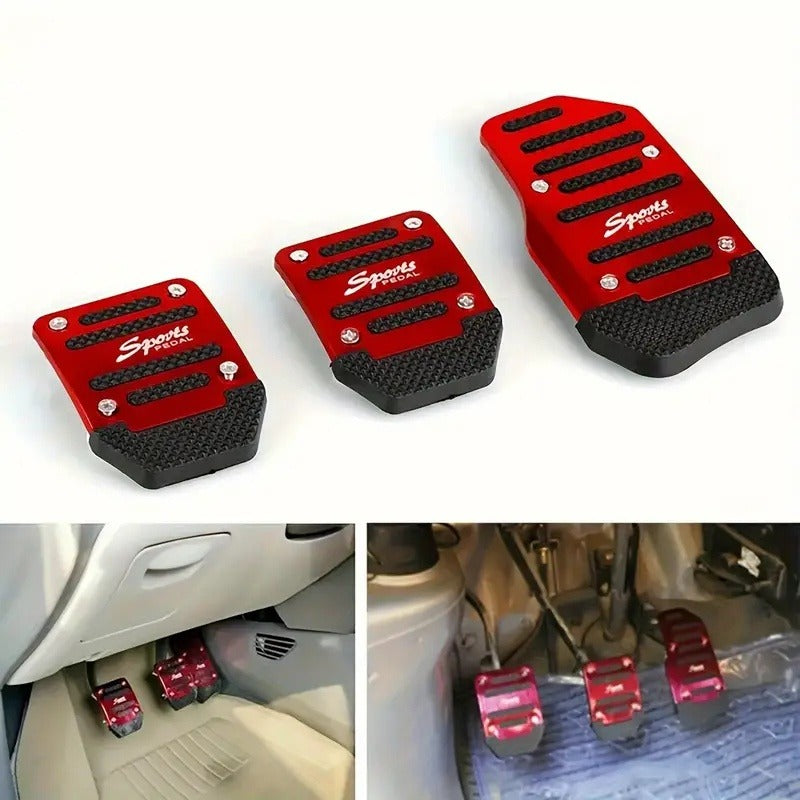 3pcs High-Performance Aluminum Alloy Automotive Pedals - Anti-Skid, Easy Installation, Enhanced Grip for Manual Clutch and Accelerator, Suitable for Most Vehicles