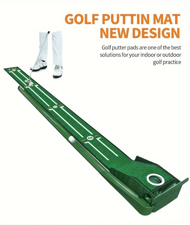 [Golf Putting Mat] HUAEN 8ft Golf Putting Mat with Alignment Guides -