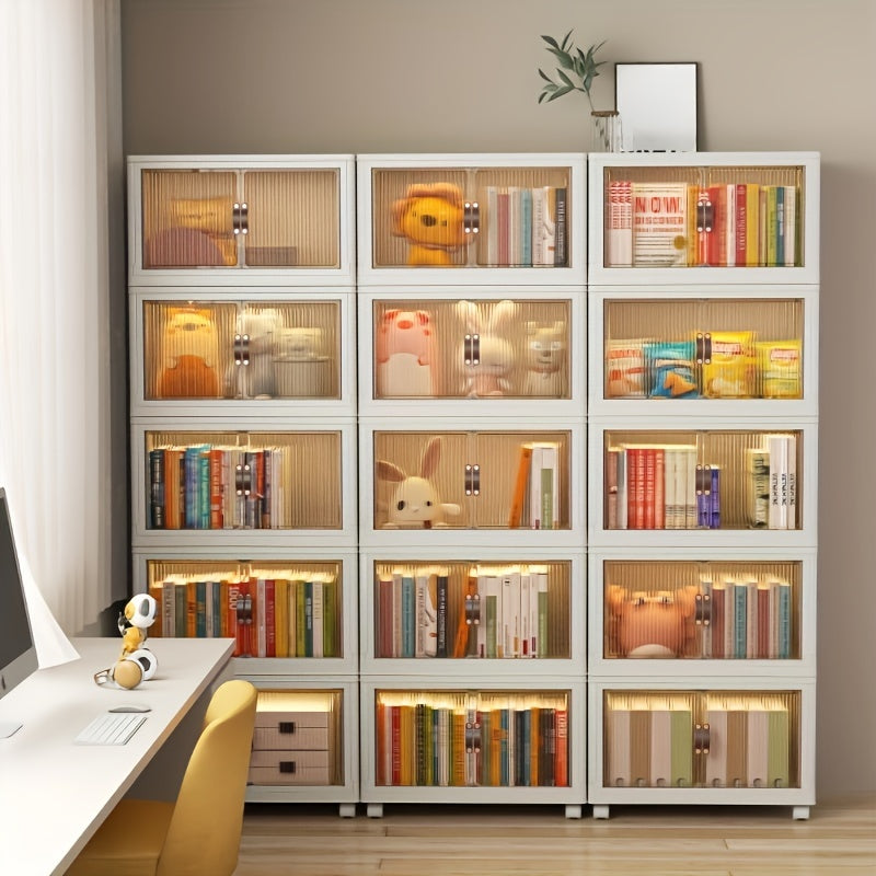 Foldable storage box 5 layers, large double opening storage box, large storage box with lid and wheels, can store clothes, snacks, toys and books, home office outdoor foldable container