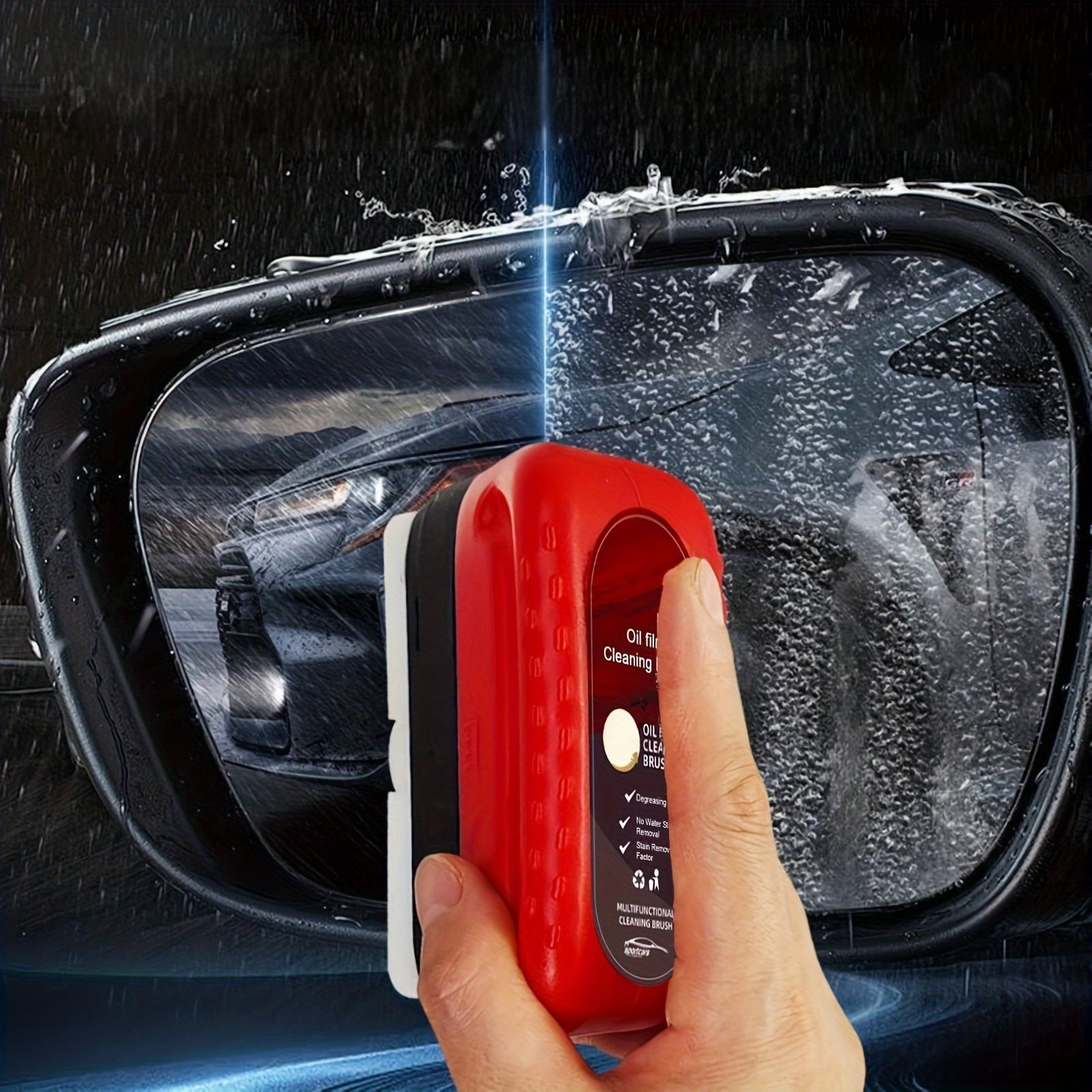 Strong Cleaning Automotive Glass Oil Film Cleaner 2pcs - Long-lasting Protection, Rain And Fog Proof - Suitable For Front Windshield And Side Windows