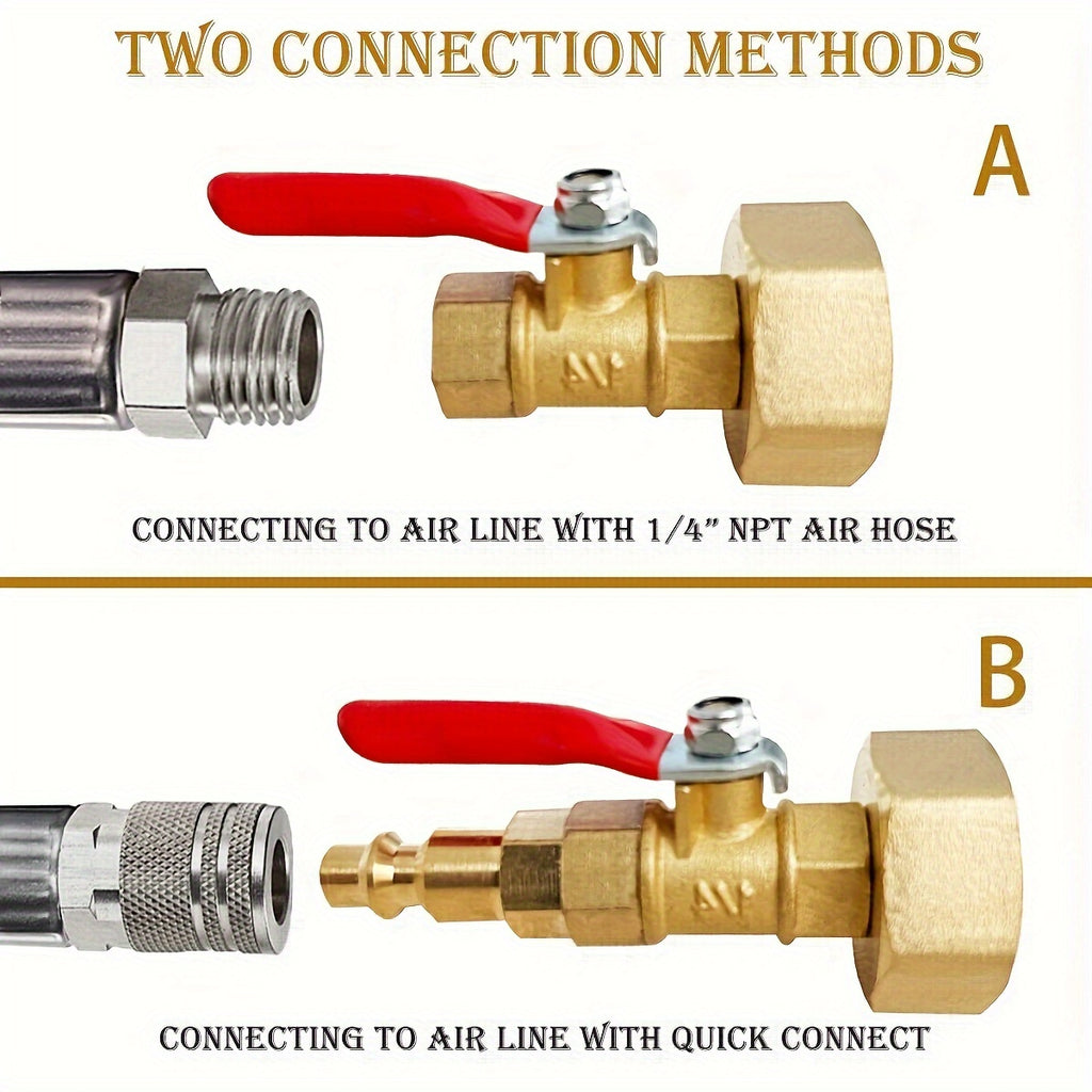 RV Winterize Blowout Adapter With 1/4" Quick Connect Plug And 3/4" Garden Water Hose Threading, Winterize Quick Adapter With Ball Valve