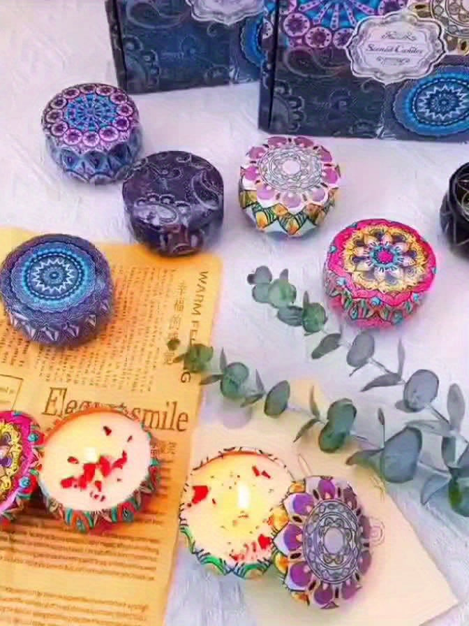 A Gift Box Contains 4 Different Scented Candles, Decorated with Dried Flowers, Suitable for Mothers, Girlfriends And Friends, Perfect for Birthdays, Mother's Day, Christmas, Suitable for Relaxation, Yoga, Bathing, Sleepi