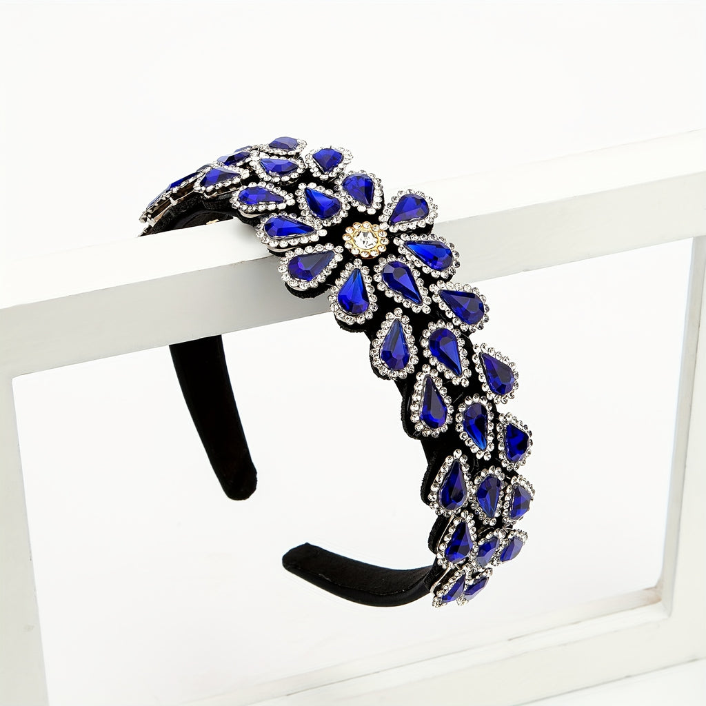 Crystal Rhinestone Handmade Headband Female Baroque Retro Wide-Brimmed Headband Hair Accessories