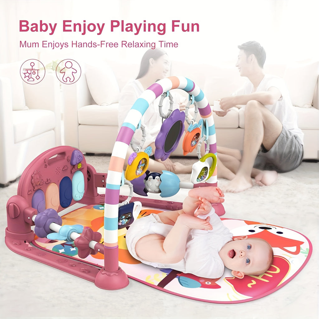 Play Game Mat, Funny Play Piano Tummy Time Activity Mat With 5 Toys & 4 Wrist Baby Rattle Socks, Boy & Girl Gifts