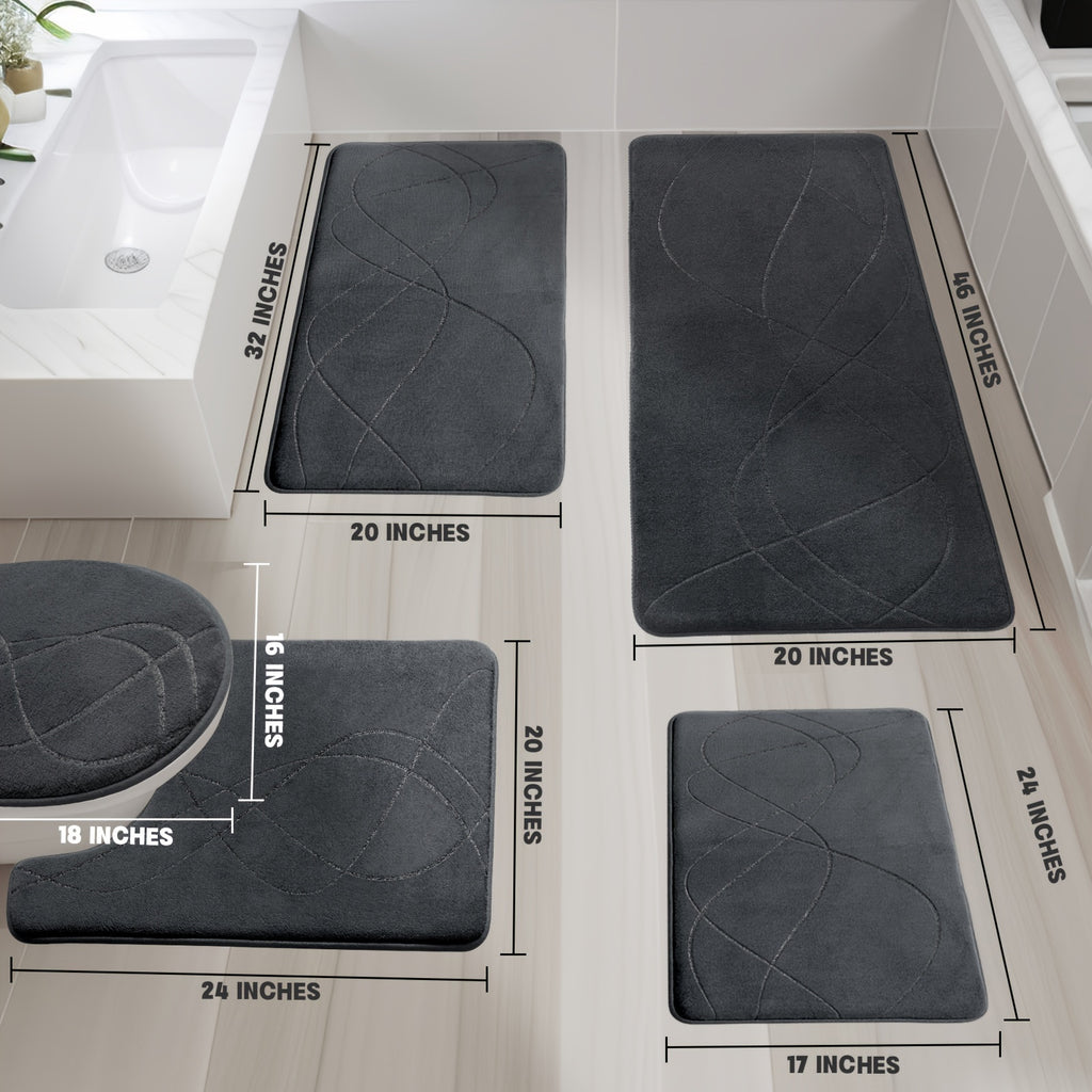 Bath Mat Set, Memory Foam Bathroom Rug Sets, Ultra Absorbent Bath Mat For Bathroom, Tub, Toilet - Non-Slip Bath Rugs Machine Washable & Dries Quickly, Bathroom Accessories, Bathroom Decor Set