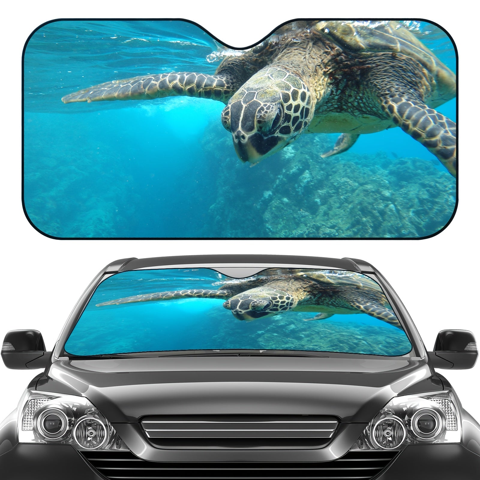 Sun Protection, 1pc Turtle-Themed Windshield Sunshade for Cars, Foldable, Easy to Install, Universal, UV Protection And Heat Dissipation, Automotive-Interior Accessories, A Gift for My Father