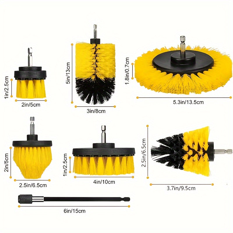 3/7pcs/set, Drill Brush Attachment Set, Power Scrubber Wash Cleaning Brushes Tool Kit, All Purpose Drill Brush With Extension For Grout Floor, Tub Shower Tile, Bathroom, Kitchen Surface And Car