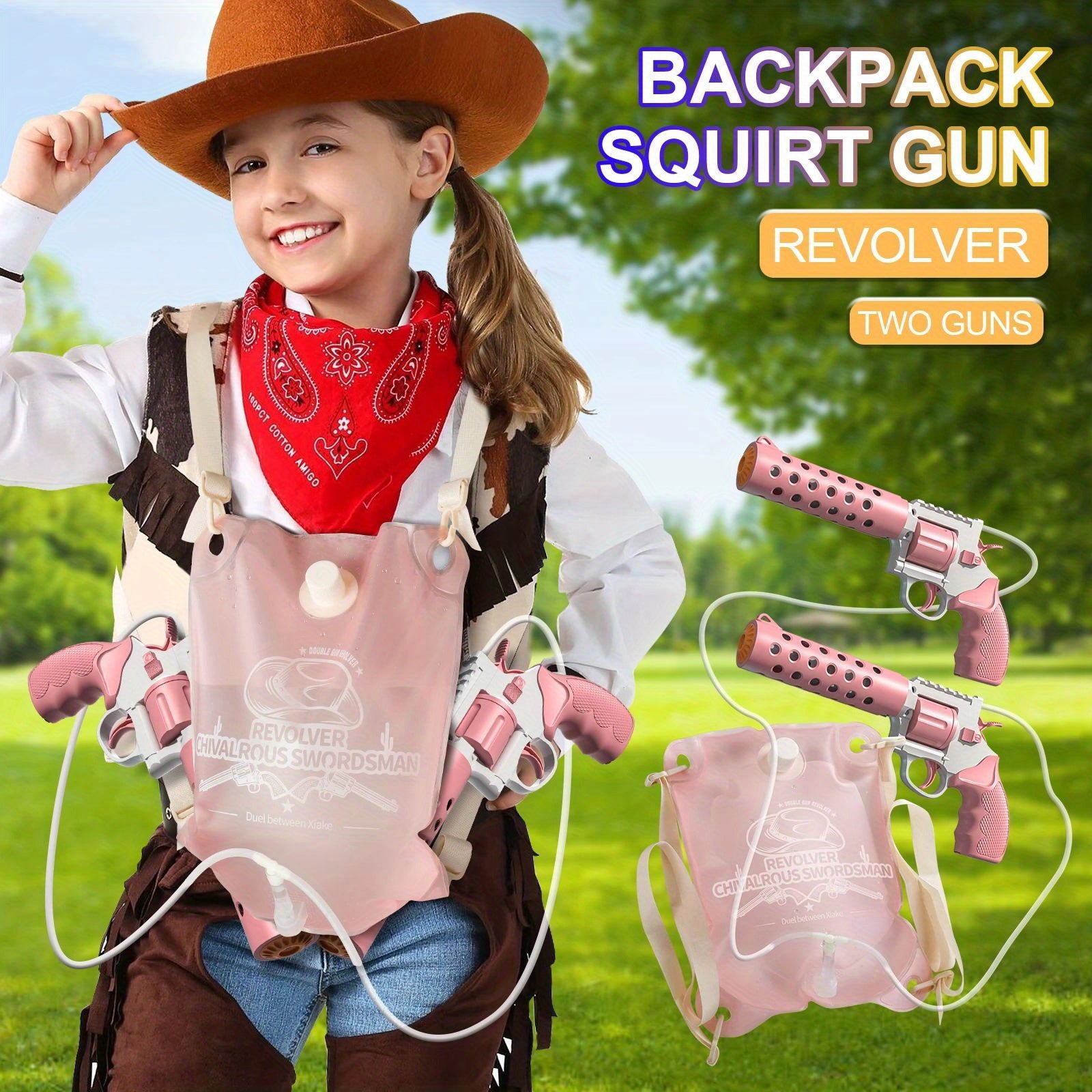Revolver Electric Backpack Double Gun Can Continuously Shoot Summer Fall Pool Beach Park Family Friends Interactive Toys With Battery