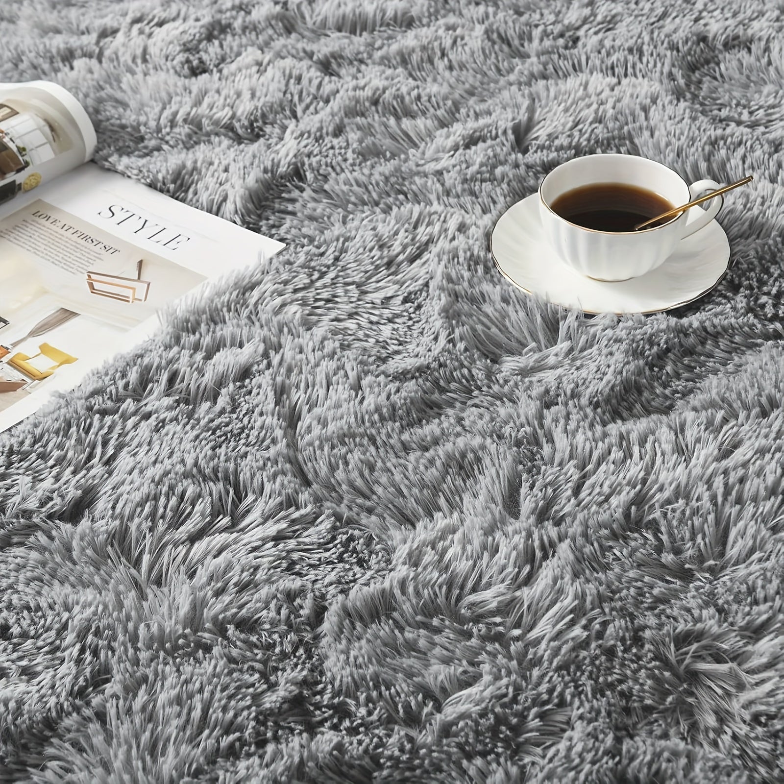 Luxurious Light Gray Plush Bedroom Mat - Soft, Skin-Friendly & Easy Care, Non-Slip Backing, Cozy Warm Mat for Home Decor, Rugs for Bedroom