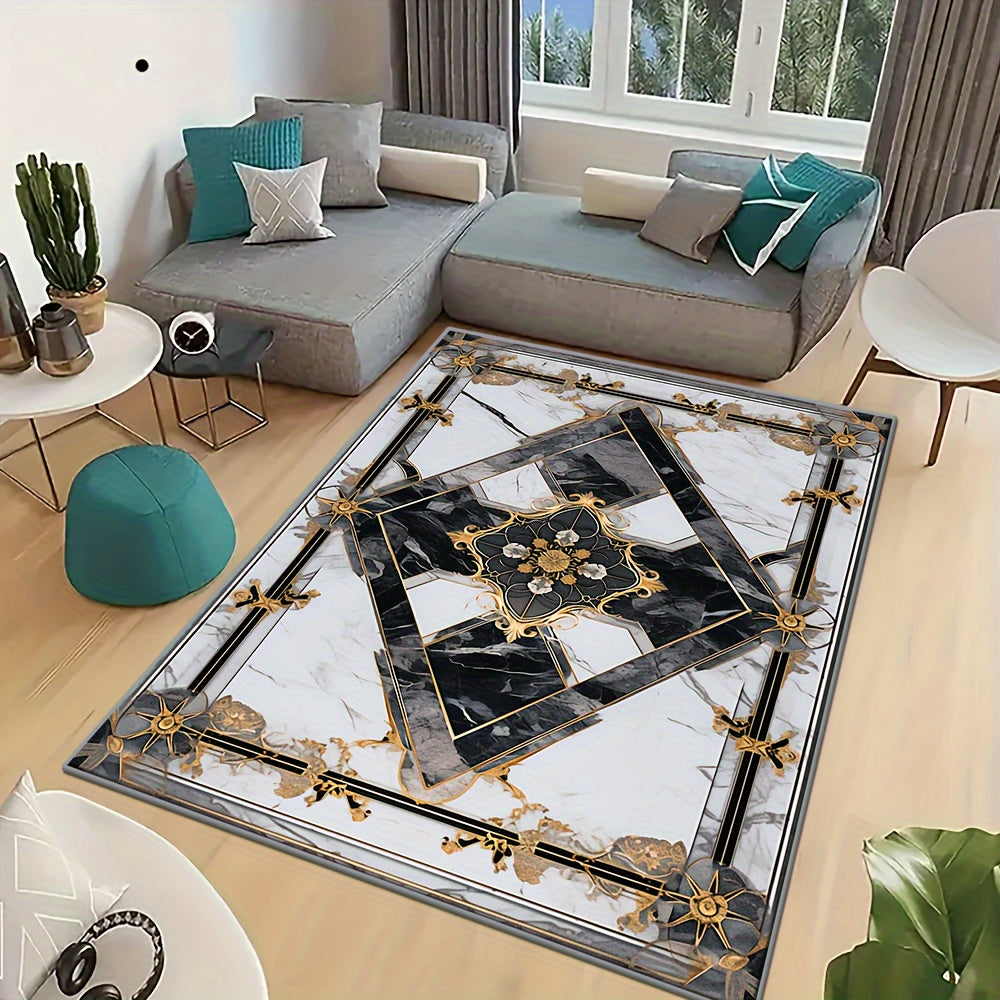 Luxury Faux Cashmere Area Rug - Large, Soft & Washable Carpet For Living Room, Bedroom, And More - Non-Slip, Stain Resistant With Exquisite Hemming Detail Rugs For Living Room Rugs For Bedroom