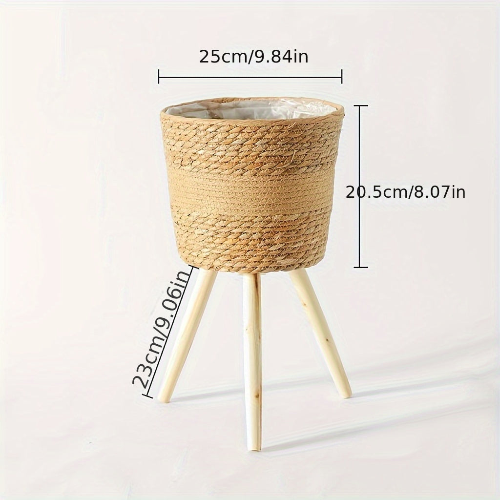 Set of 3 Seagrass Plant Baskets with Brackets - Round Indoor Flower Pot Covers, Classic Style Garden & Lawn Care Essentials