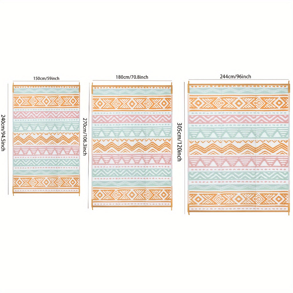 Lahome Reversible Outdoor Mat - Large 23ft² Durable Polypropylene Mat with Geometric Zigzag Pattern, Hand Wash Only for Patio, RV Camping, Beach, Deck, Backyard & Balcony, Outdoor Seating Mat | Geometric Pattern Mat | Easycl
