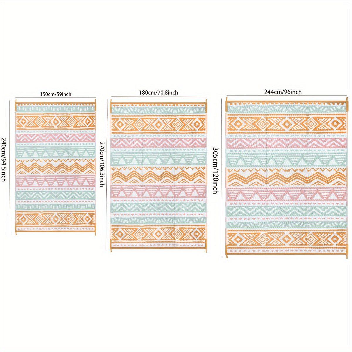 Lahome Reversible Outdoor Mat - Large 23ft² Durable Polypropylene Mat with Geometric Zigzag Pattern, Hand Wash Only for Patio, RV Camping, Beach, Deck, Backyard & Balcony, Outdoor Seating Mat | Geometric Pattern Mat | Easycl